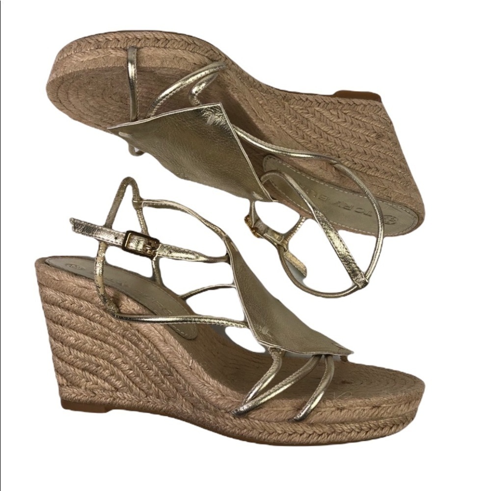 Tory Burch Diamond Patch Espadrille Wedge Shoes - Picture 5 of 10